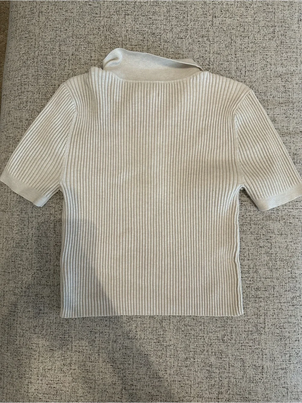 aerie Ribbed Knit Polo Top - Light Cream